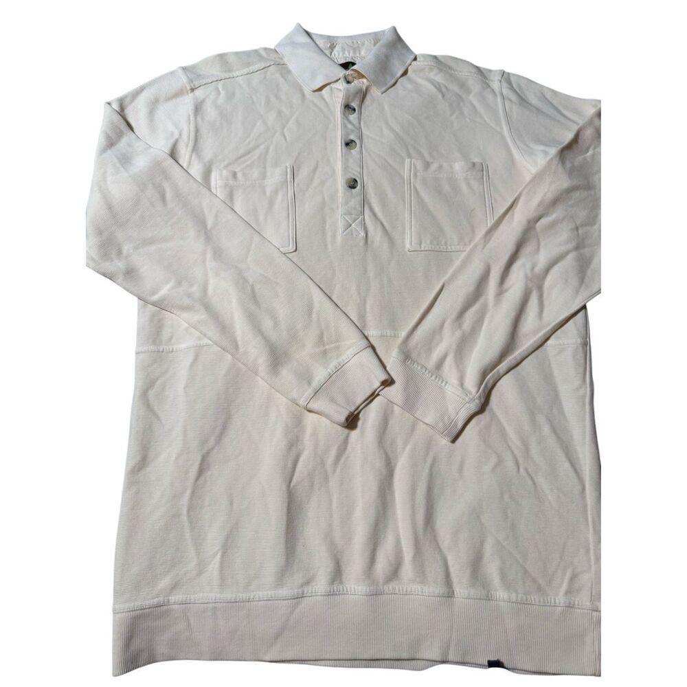 Weekendz off men long sleeve polo shirt cream M